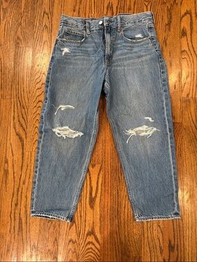GAP Relaxed Fit Distressed Blue Jeans: Barrel Jean high rise 29 | 8s